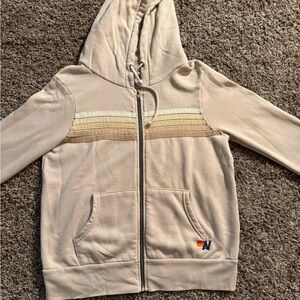 Aviator Nation Women’s Cream Hoodie with Stripes